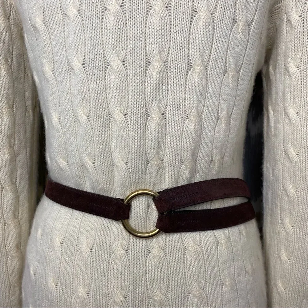 Ralph Lauren Vanilla Cable Knit Cashmere Long Line Cardigan Sweater Coat